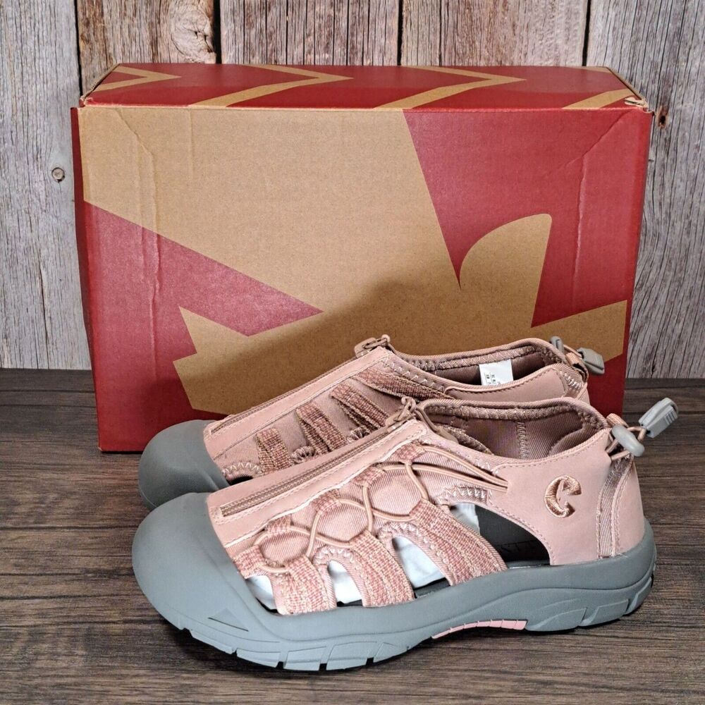 Billys Blush Pink River Sandals Fuax Leather Women's Size 6 M Slip on w/Zip (NIB